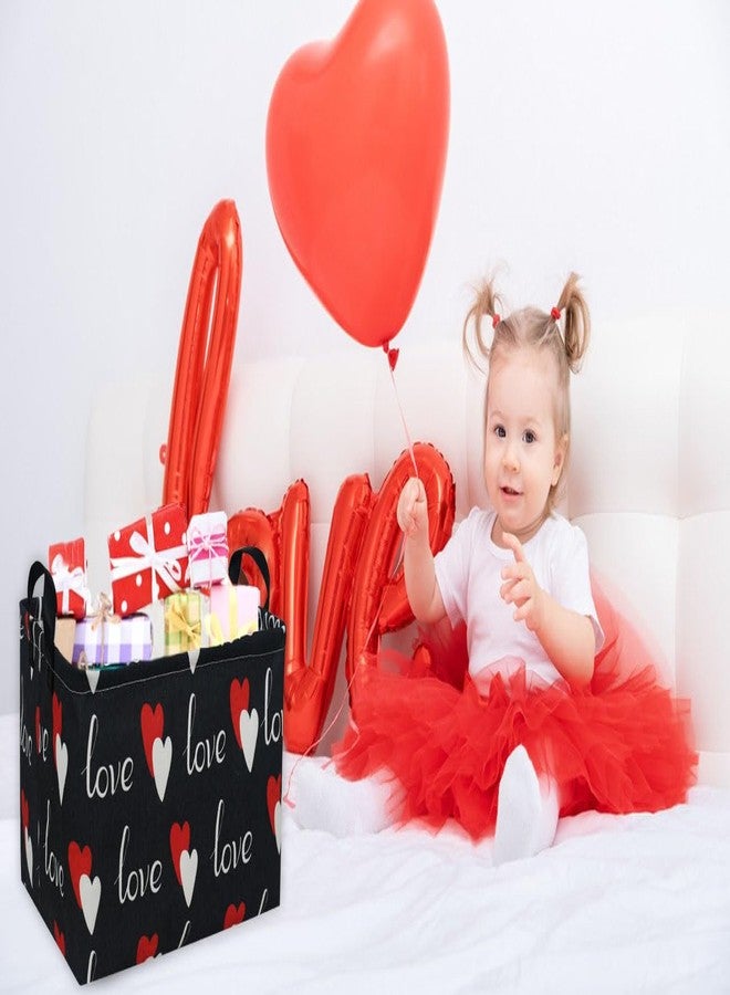 Essme Rectangular Heart Basket Gift Storage Box,Heart Storage Bins Organizer with Handles for Girls Room Decor,Basket,Shelf Basket.(Black love) - Image 2